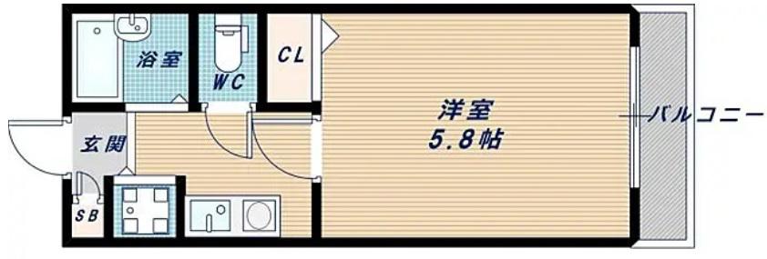 アール江坂(1K/5階)の間取り写真