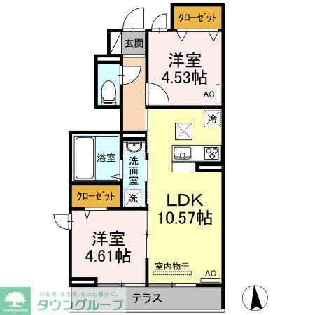 プランドール西武(2LDK/1階)の間取り写真