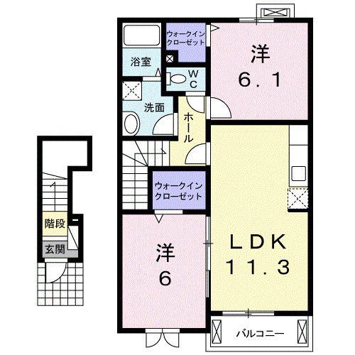 パストラーレA(2LDK/2階)の間取り写真