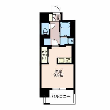 エクセレンス三蔵(ワンルーム/3階)の間取り写真