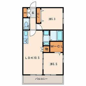 アドーニス(2LDK/3階)の間取り写真