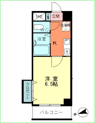 ハートランド舟入中町(1K/6階)の間取り写真