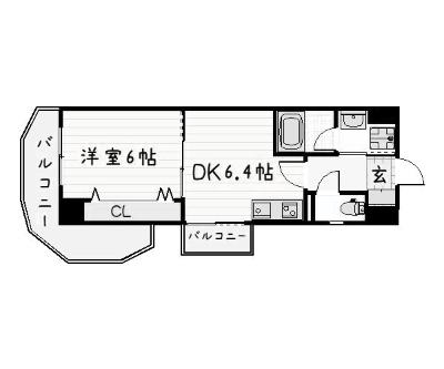 コンフォートスクエア安部山(1DK/6階)の間取り写真