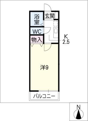 ベルドミール(1K/2階)の間取り写真