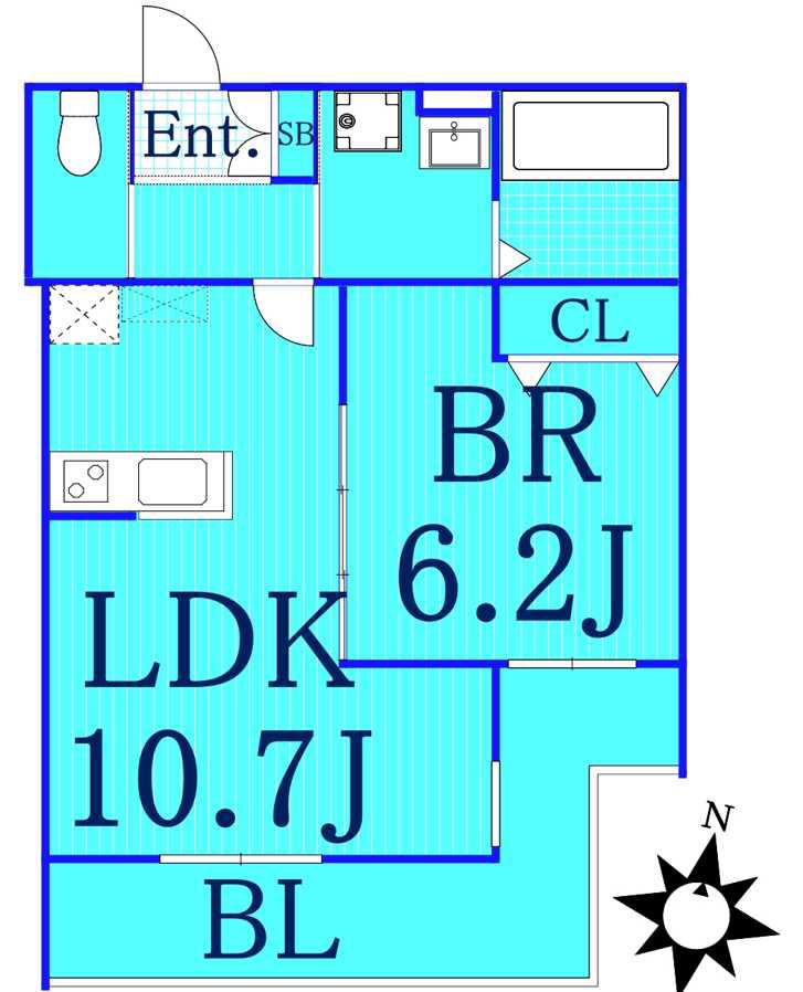 ヴェルデフラット弘明寺(1LDK/3階)の間取り写真