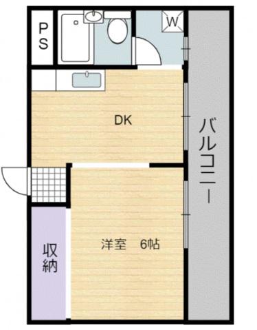 ランドスルー戸坂(1K/3階)の間取り写真
