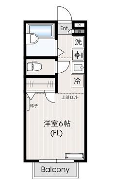 メロディール(ワンルーム/2階)の間取り写真