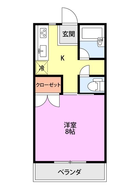 ハイツソアールI(1K/1階)の間取り写真