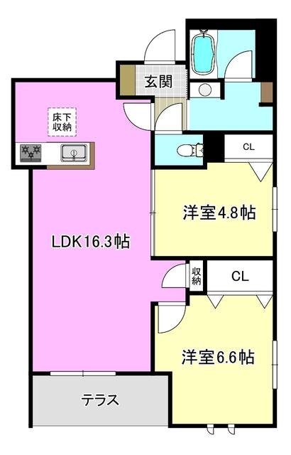レジデンス茨木春日(2LDK/2階)の間取り写真