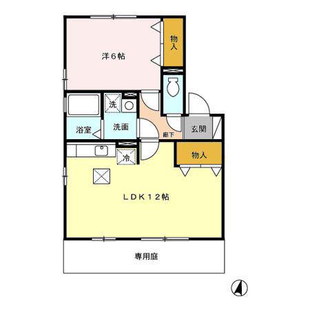 ステイブルB(1LDK/1階)の間取り写真