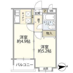 シティオ多摩川(2K/5階)の間取り写真