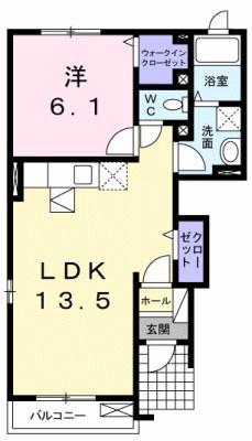 ヴィラ・リバーサイド(1LDK/1階)の間取り写真
