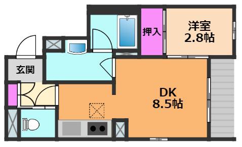 AMA ウエスト(1LDK/1階)の間取り写真