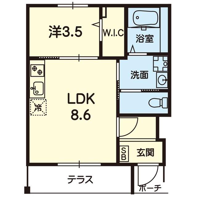 VIENTO大津杉水(1LDK/1階)の間取り写真