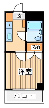 ベルヴェ府中(1K/4階)の間取り写真