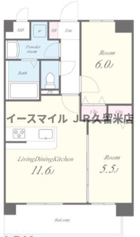 カサグランデ本町(2LDK/10階)の間取り写真