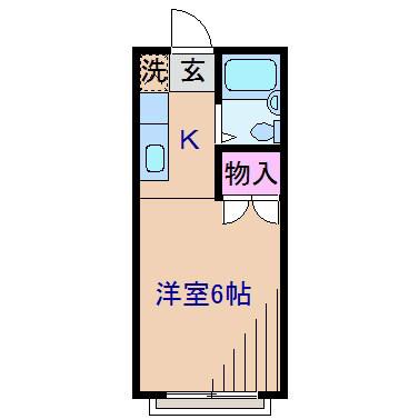オークスクエア(1K/2階)の間取り写真