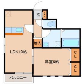 GRANDE神谷沢壱番館・弐号館(1LDK/1階)の間取り写真