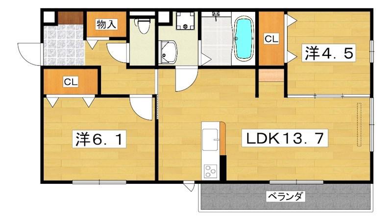 プリマヴェーラ(2LDK/3階)の間取り写真