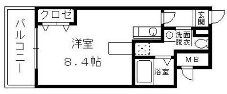 メモリアル博多(ワンルーム/4階)の間取り写真