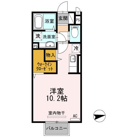 エガール(ワンルーム/2階)の間取り写真