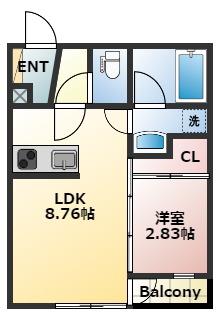 MASSIMO(1LDK/1階)の間取り写真