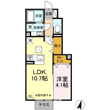 ケラソス(1LDK/1階)の間取り写真