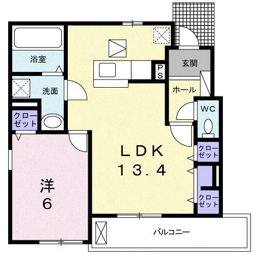 ルタンM(1LDK/1階)の間取り写真