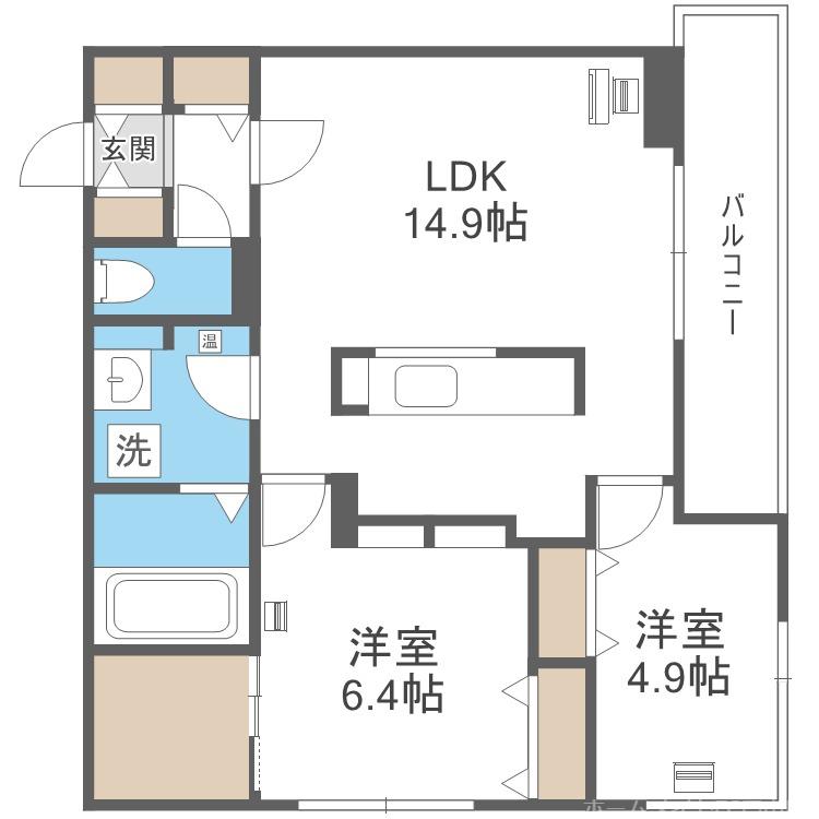 エフュート北3条(2SLDK/3階)の間取り写真