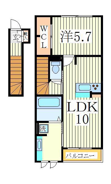 AGUSTA初石(1LDK/2階)の間取り写真