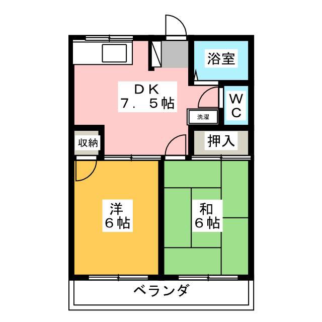ヴィラ・イトウNO1(2DK/2階)の間取り写真
