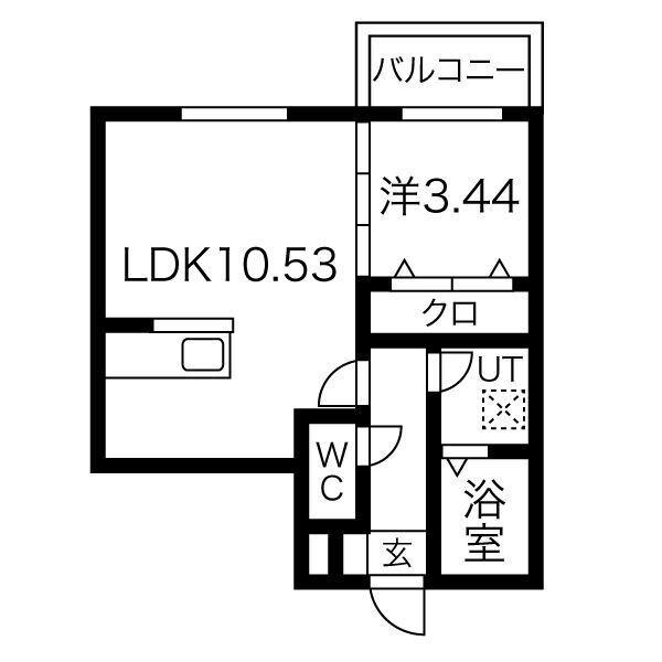 キーワイド(1LDK/3階)の間取り写真