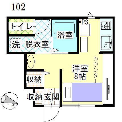 Dフロンティア宮野浦(ワンルーム/1階)の間取り写真