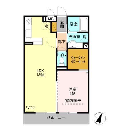 カーサI(1LDK/3階)の間取り写真