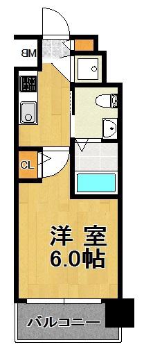 エスリード新北野(1K/10階)の間取り写真