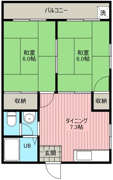 パークハイツワタナベ(2DK/2階)の間取り写真