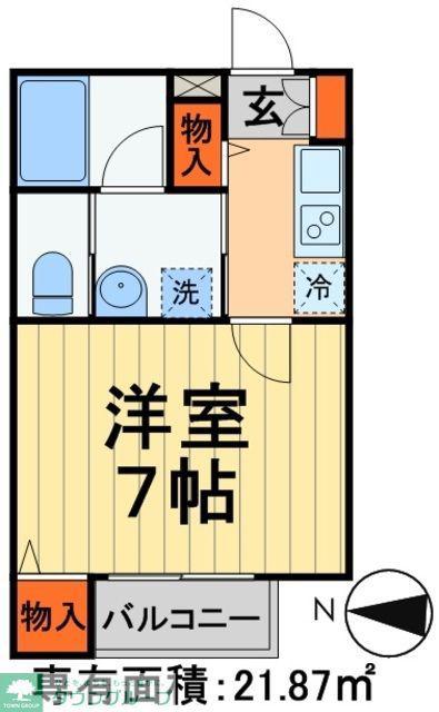 ルミエールエタンセルドゥ―(1K/2階)の間取り写真