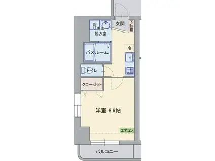 カナル・フィー(1K/2階)の間取り写真