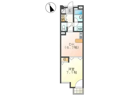 ヒューマンズ沖野上(1DK/4階)の間取り写真