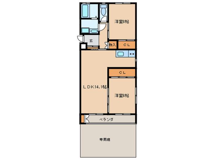 SUNSももち(2LDK/1階)の間取り写真