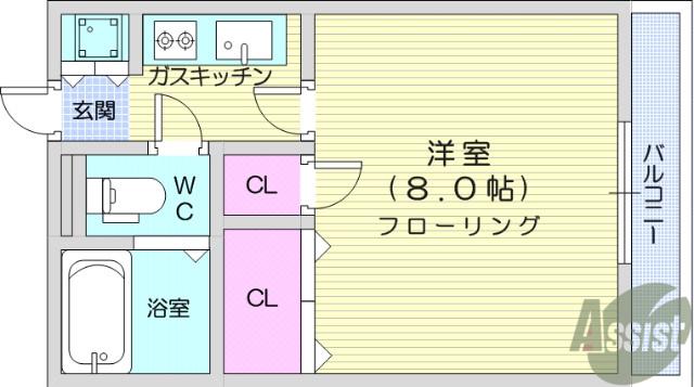 アペールしいな(1K/2階)の間取り写真