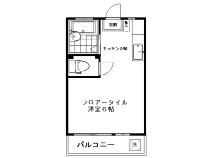 東都第一コーポ(ワンルーム/2階)の間取り写真
