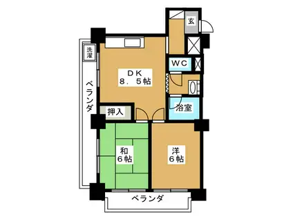 マンションニュー松戸(2DK/5階)の間取り写真