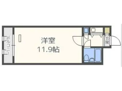 ライオンズマンション西長堀(ワンルーム/7階)の間取り写真