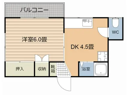 セントポリア(1DK/2階)の間取り写真