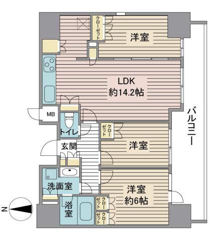 プレサンスロジェ千代田東神田(3LDK/3階)の間取り写真