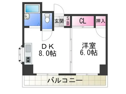 ステイト阿倍野(1DK/12階)の間取り写真