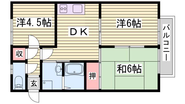 サンライフ雅(3DK/2階)の間取り写真