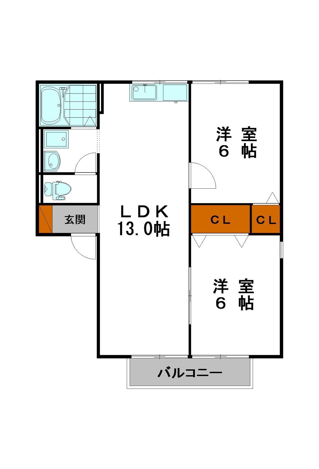 ア・カインドネス(2LDK/2階)の間取り写真