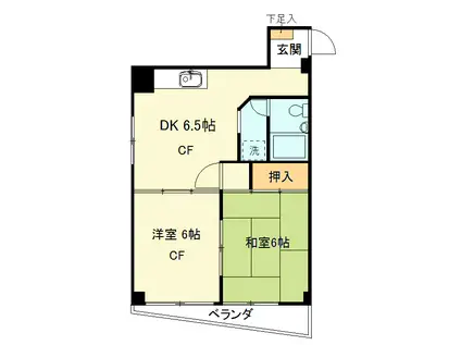 ヒルテラス戸塚(2DK/3階)の間取り写真